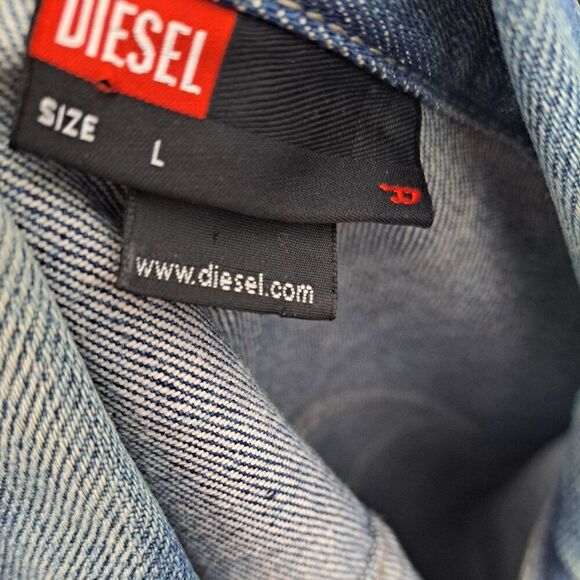Diesel Kimti Y2k Women's Made In Italy Denim Blue Jean Jacket Long Sleeves Large - Picture 6 of 7
